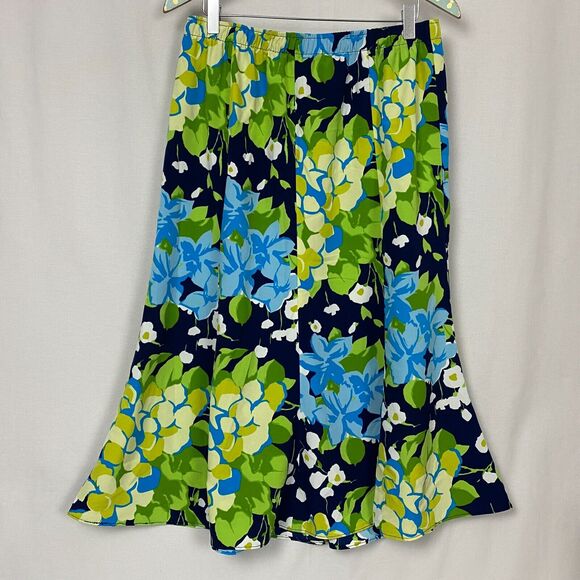 Vintage Southern Lady Long Skirt Women Large Floral Maxi Cottagecore Modest Blue - Picture 2 of 9